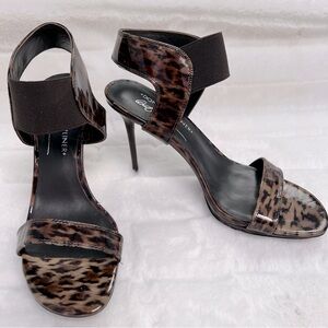 NEW Donald J. Pliner MAGDA Leopard Print Patent Leather High Heel Sandals